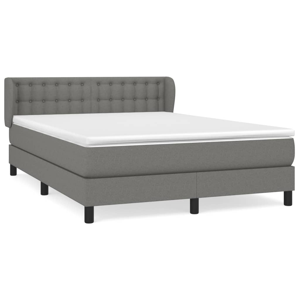 Κρεβάτι Boxspring με Στρώμα Σκούρο Γκρι 140x190 εκ. Υφασμάτινο