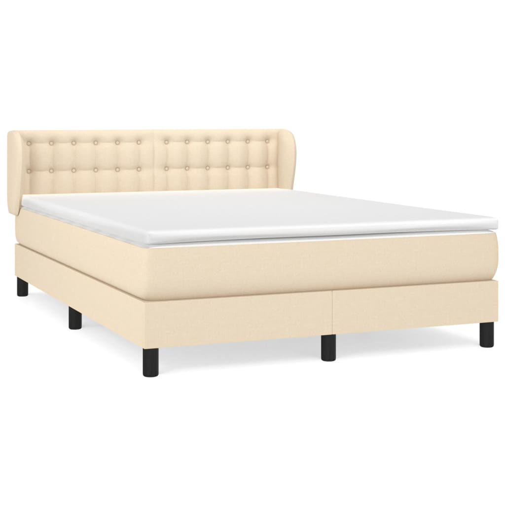 Κρεβάτι Boxspring με Στρώμα Κρεμ 140x200 εκ. Υφασμάτινο - Pakobazaar