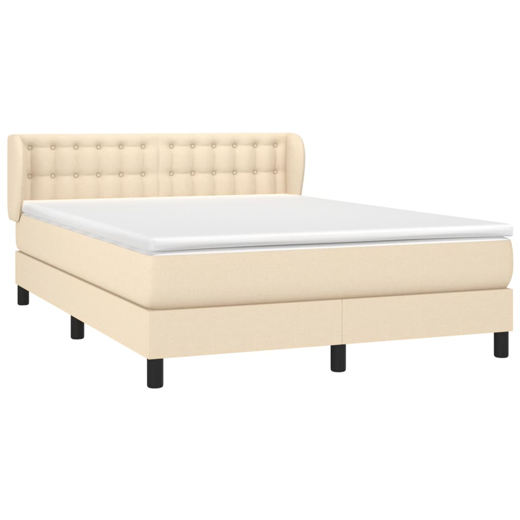 Κρεβάτι Boxspring με Στρώμα Κρεμ 140x200 εκ. Υφασμάτινο - Pakobazaar