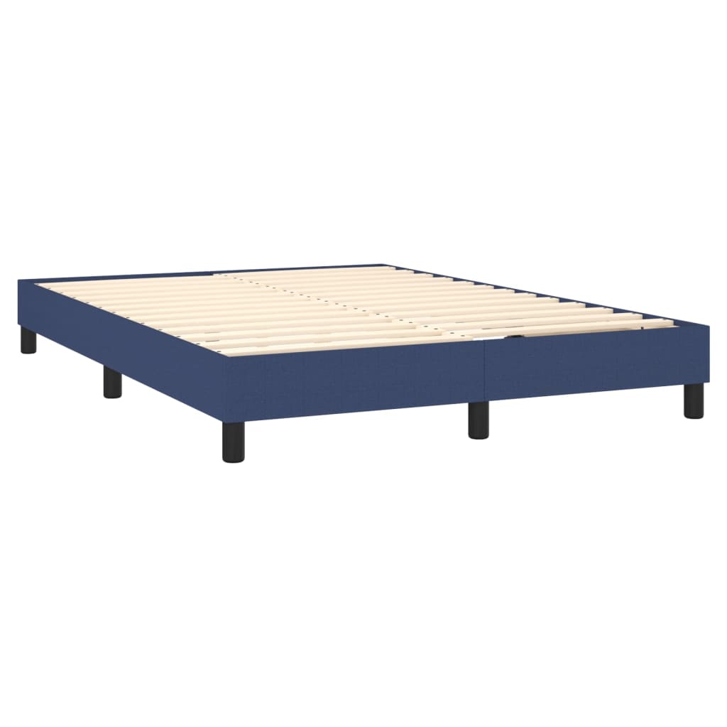 Κρεβάτι Boxspring με Στρώμα Μπλε 140x200 εκ. Υφασμάτινο - Pakobazaar