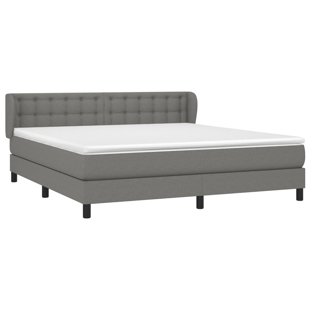 Κρεβάτι Boxspring με Στρώμα Σκούρο Γκρι 160x200 εκ Υφασμάτινο - Pakobazaar