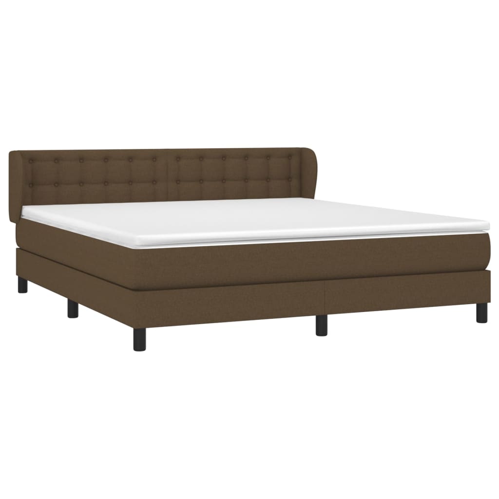 Κρεβάτι Boxspring με Στρώμα Σκούρο Καφέ 180x200 εκ Υφασμάτινο