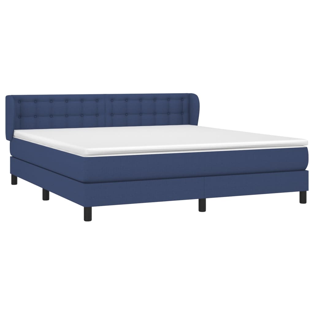 Κρεβάτι Boxspring με Στρώμα Μπλε 180x200 εκ. Υφασμάτινο