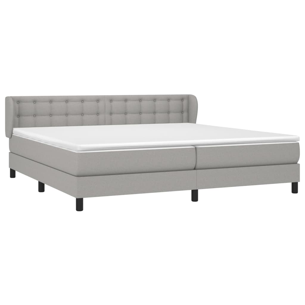 Κρεβάτι Boxspring με Στρώμα Ανοιχτό Γκρι 200x200 εκ. Υφασμάτινο - Pakobazaar