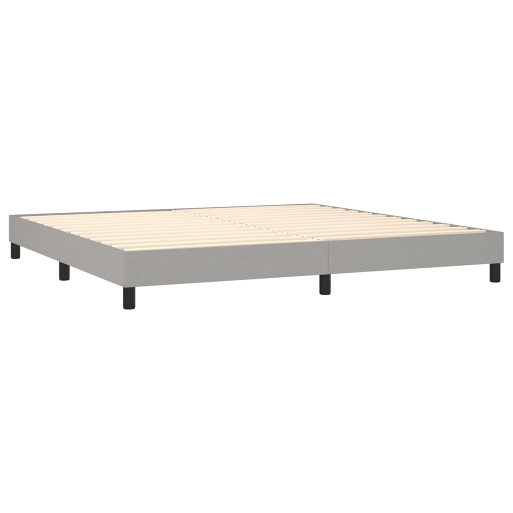 Κρεβάτι Boxspring με Στρώμα Ανοιχτό Γκρι 200x200 εκ. Υφασμάτινο - Pakobazaar