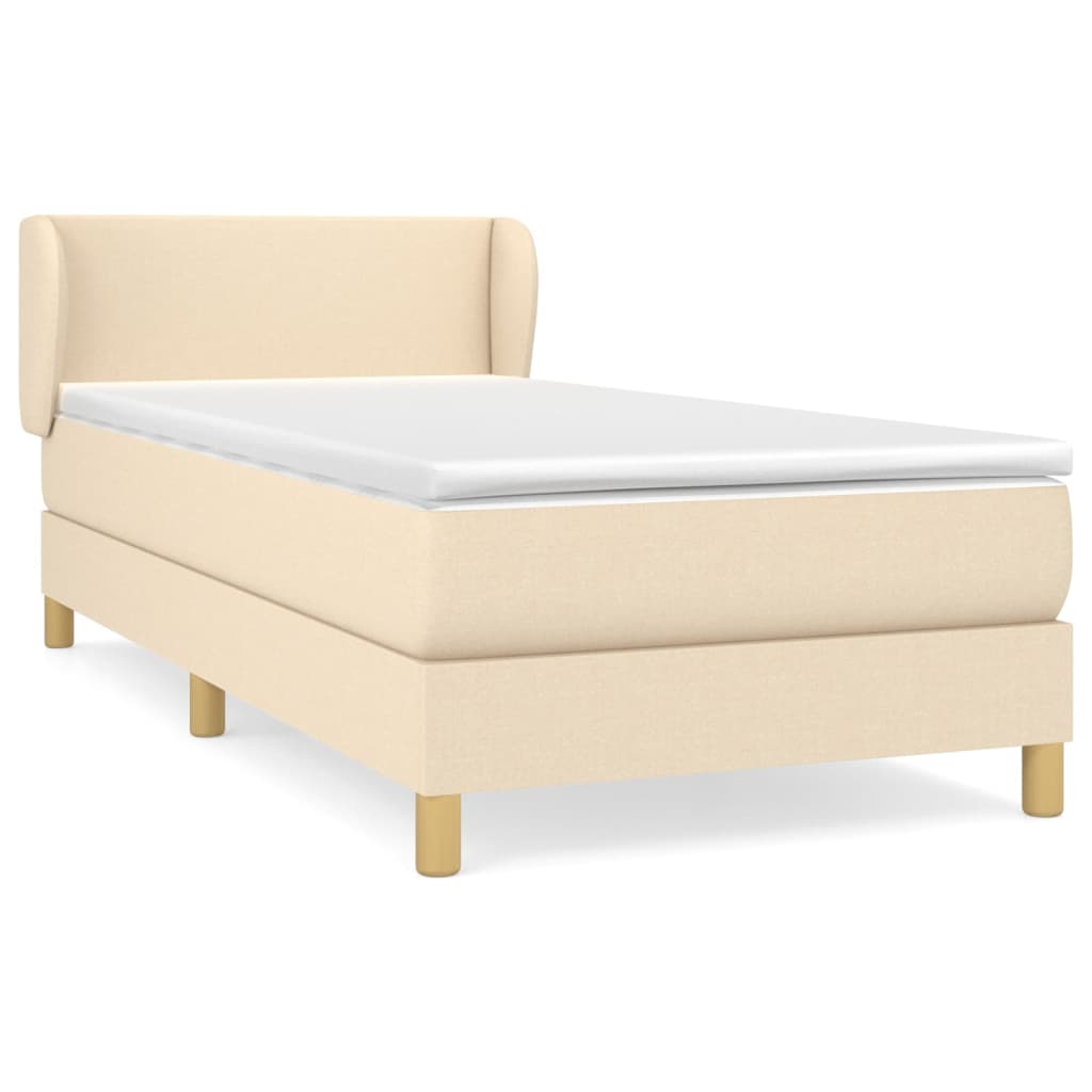 Κρεβάτι Boxspring με Στρώμα Κρεμ 90x190 εκ.Υφασμάτινο