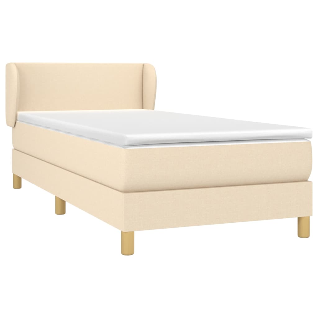 Κρεβάτι Boxspring με Στρώμα Κρεμ 90x190 εκ.Υφασμάτινο
