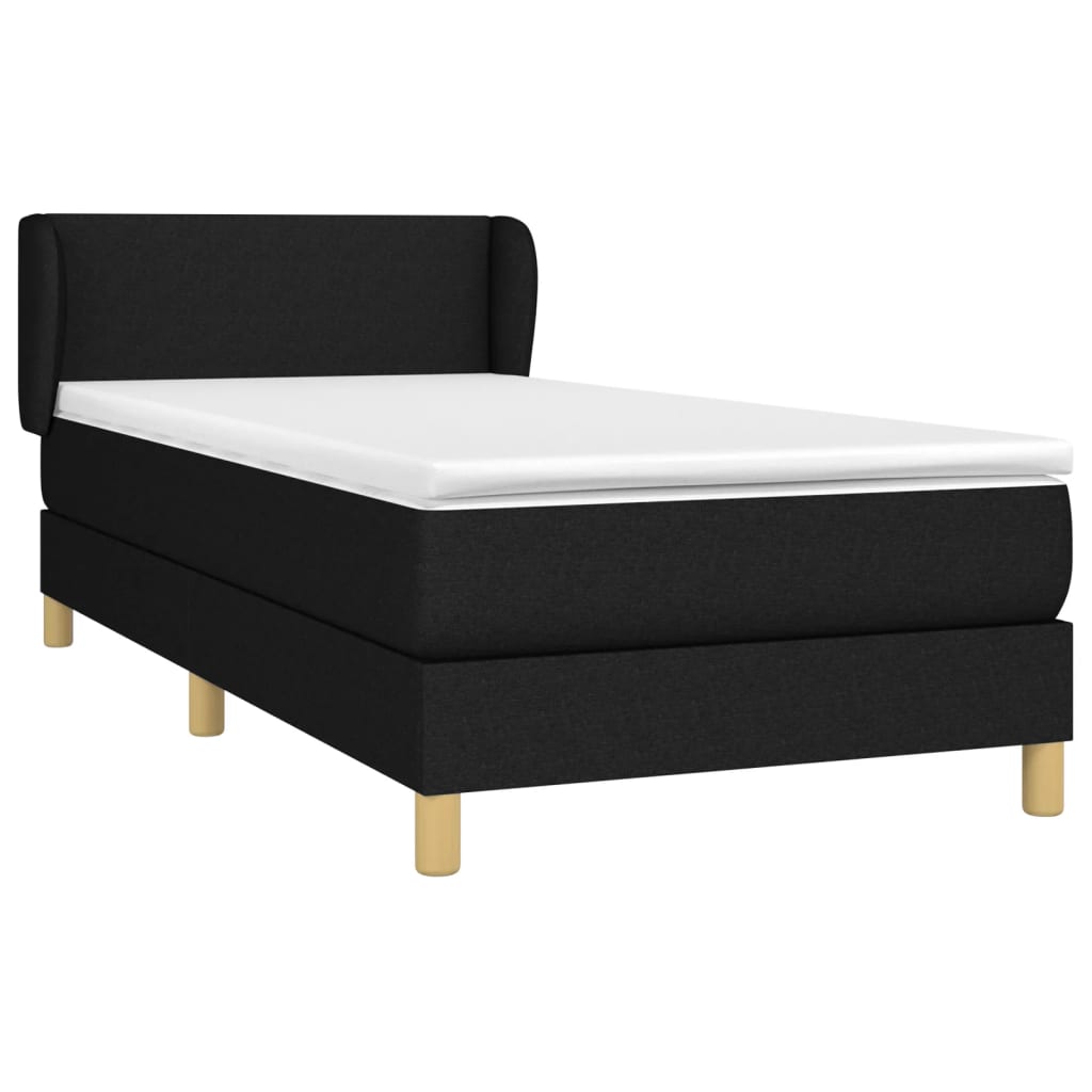 Κρεβάτι Boxspring με Στρώμα Μαύρο 90x200 εκ. Υφασμάτινο