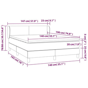 Κρεβάτι Boxspring με Στρώμα Σκούρο Γκρι 140x190 εκ. Υφασμάτινο