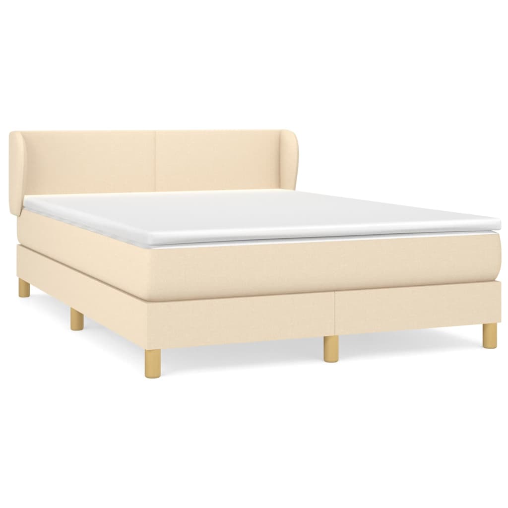 Κρεβάτι Boxspring με Στρώμα Κρεμ 140x190 εκ. Υφασμάτινο - Pakobazaar