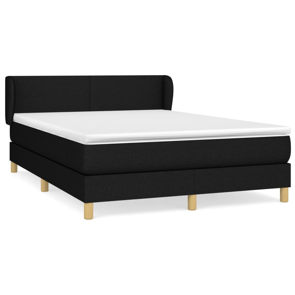 Κρεβάτι Boxspring με Στρώμα Μαύρο 140x200 εκ. Υφασμάτινο