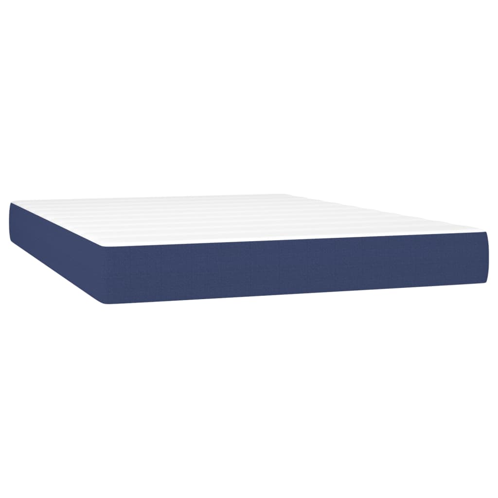 Κρεβάτι Boxspring με Στρώμα Μπλε 140x200 εκ. Υφασμάτινο