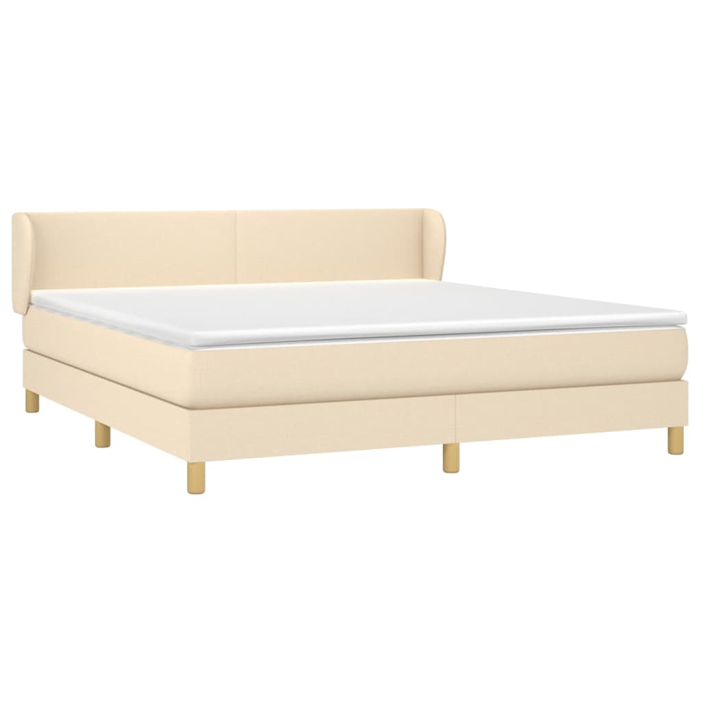 Κρεβάτι Boxspring με Στρώμα Κρεμ 160x200 εκ. Υφασμάτινο
