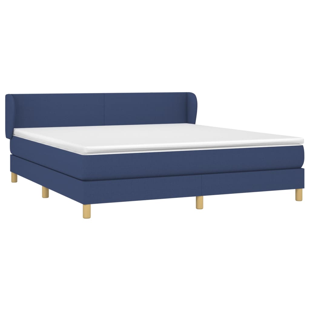 Κρεβάτι Boxspring με Στρώμα Μπλε 160x200 εκ. Υφασμάτινο
