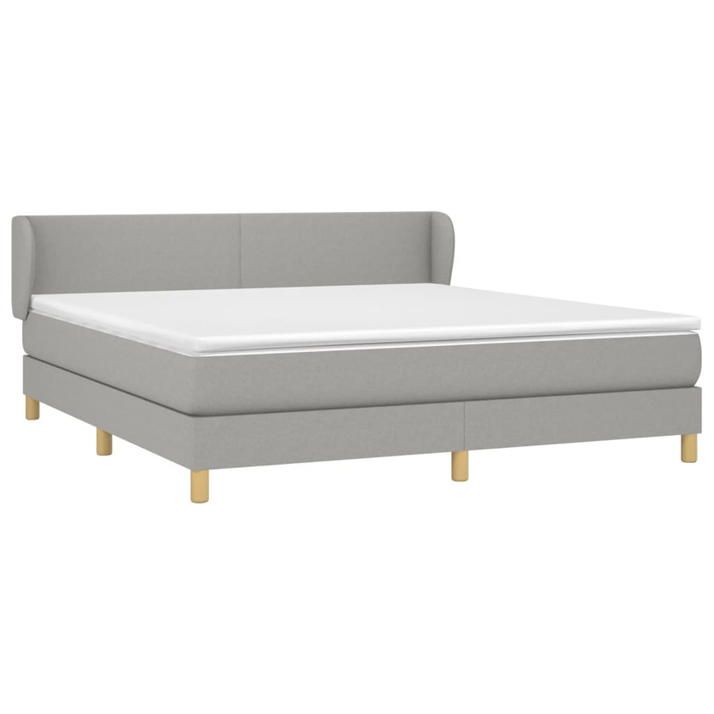Κρεβάτι Boxspring με Στρώμα Ανοιχτό Γκρι 180x200 εκ. Υφασμάτινο - Pakobazaar