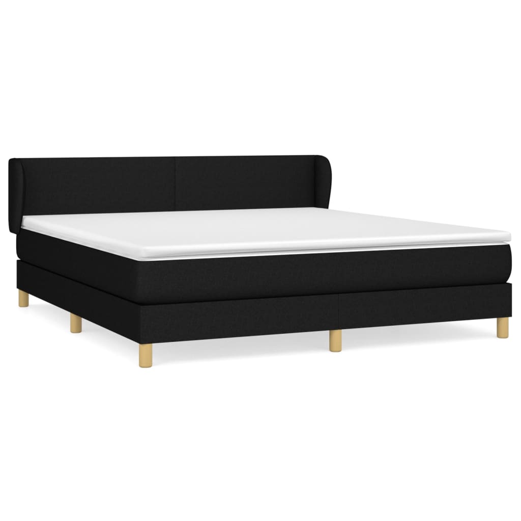 Κρεβάτι Boxspring με Στρώμα Μαύρο 180x200 εκ. Υφασμάτινο
