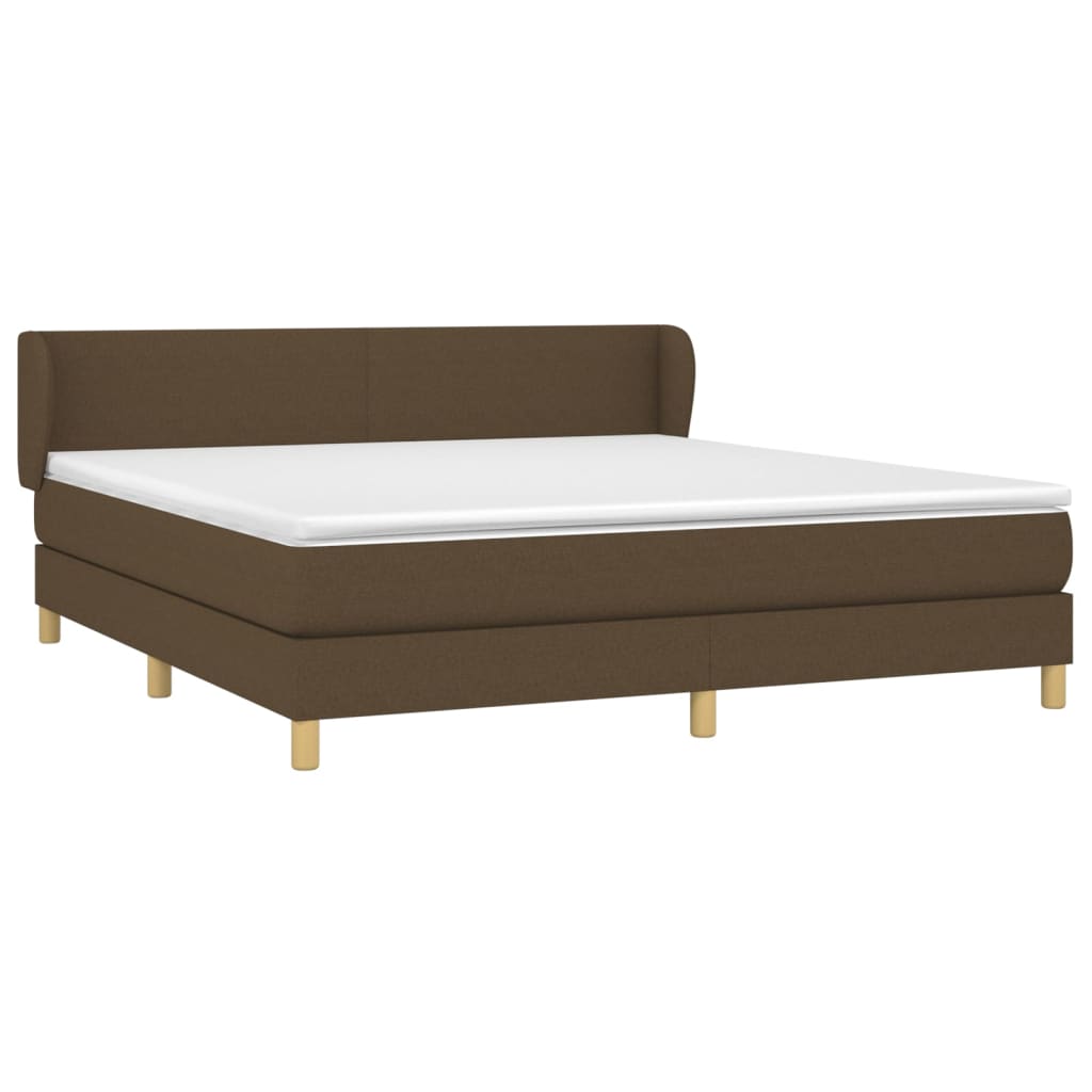 Κρεβάτι Boxspring με Στρώμα Σκούρο Καφέ 180x200 εκ Υφασμάτινο