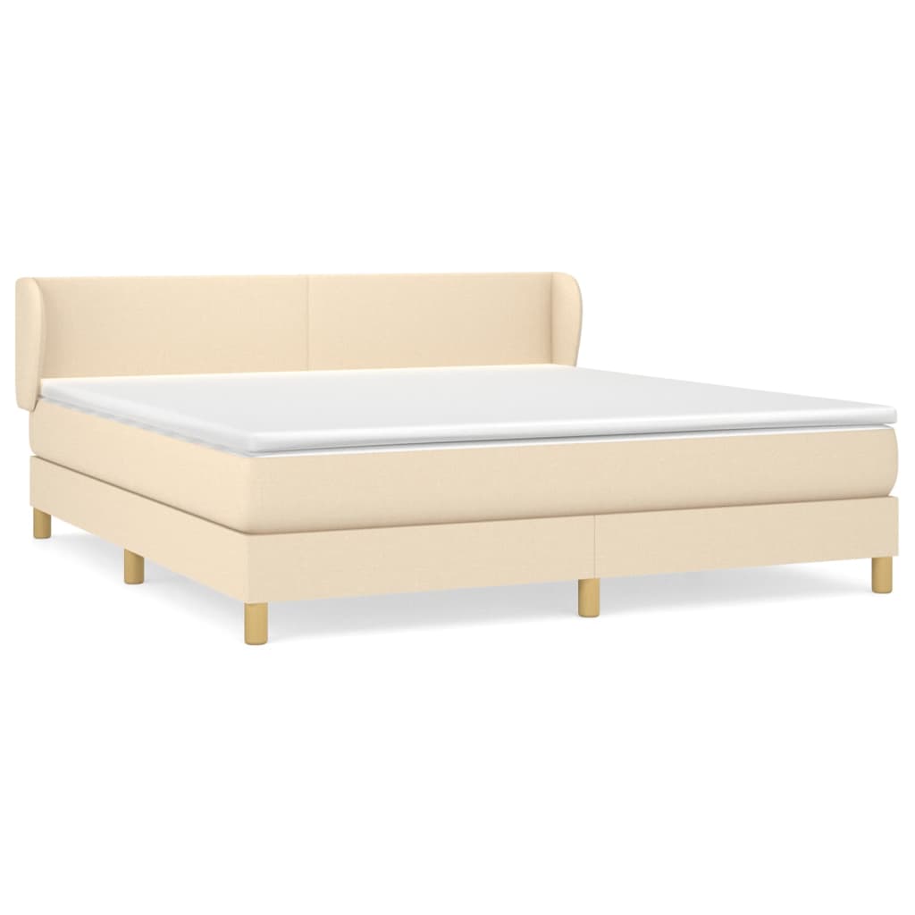 Κρεβάτι Boxspring με Στρώμα Κρεμ 180x200 εκ. Υφασμάτινο