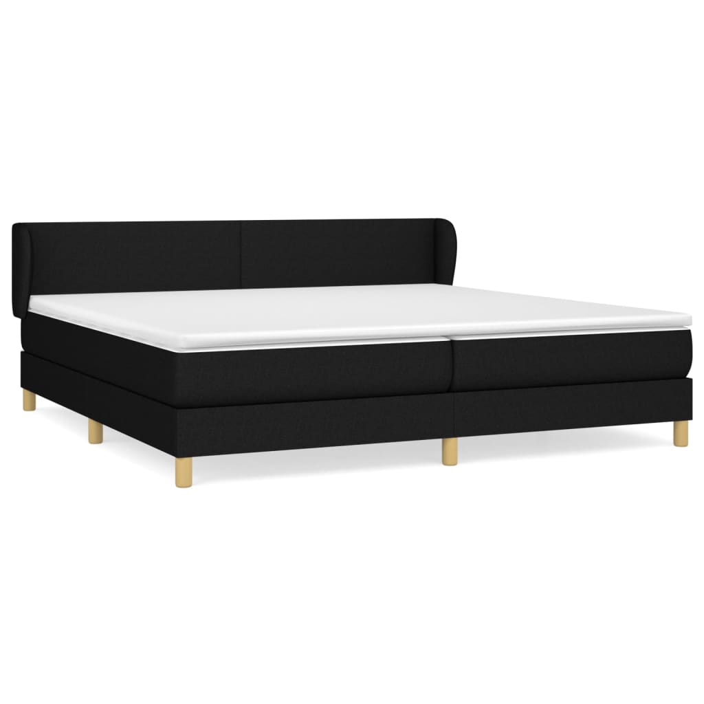 Κρεβάτι Boxspring με Στρώμα Μαύρο 200x200 εκ. Υφασμάτινο