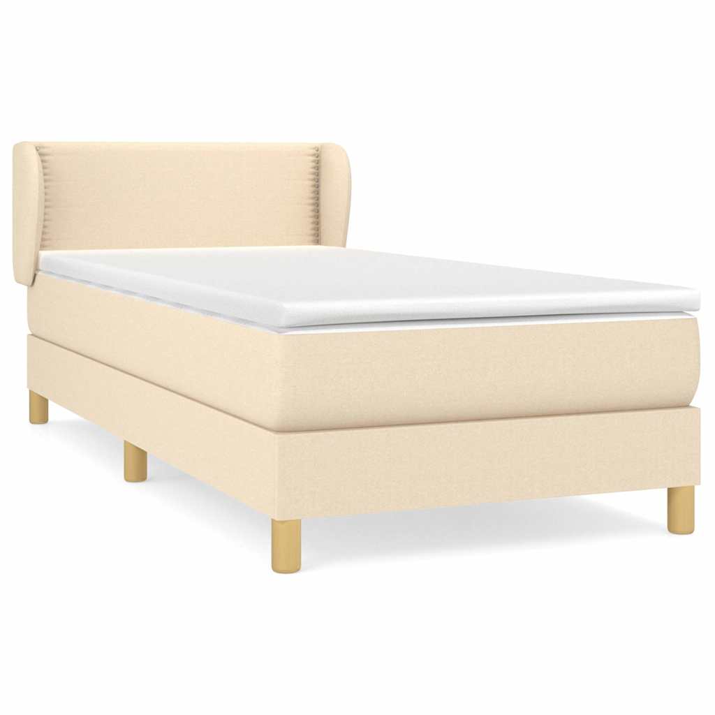 Κρεβάτι Boxspring με Στρώμα Κρεμ 90x190 εκ.Υφασμάτινο