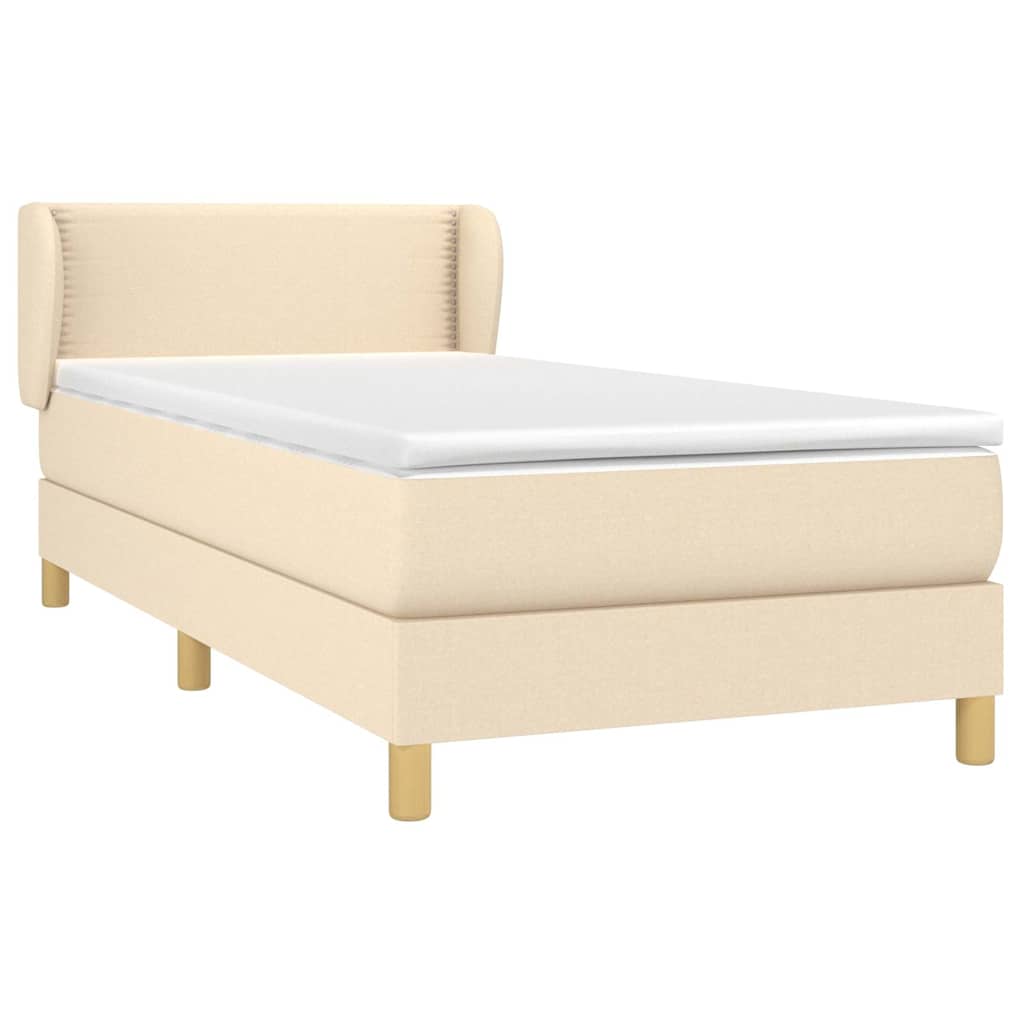 Κρεβάτι Boxspring με Στρώμα Κρεμ 90x190 εκ.Υφασμάτινο