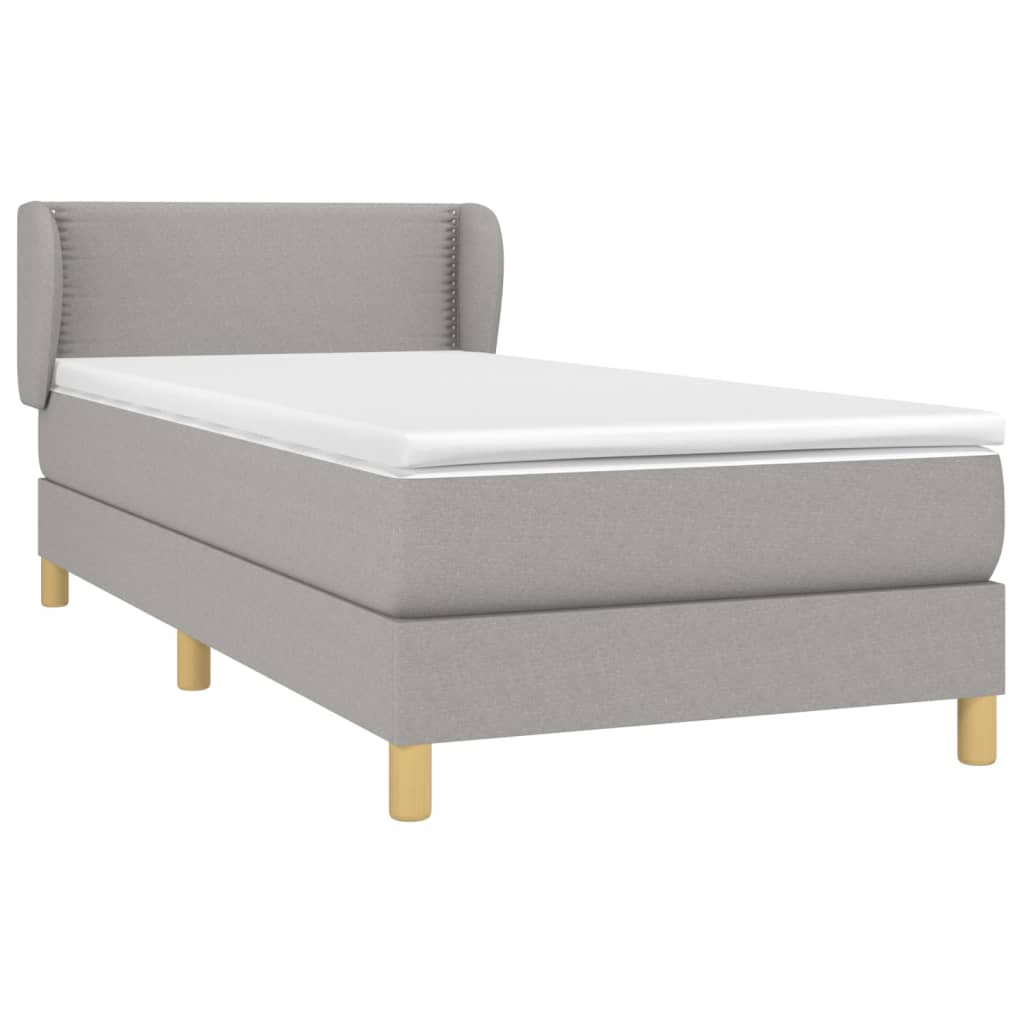 Κρεβάτι Boxspring με Στρώμα Ανοιχτό Γκρι 100x200 εκ. Υφασμάτινο