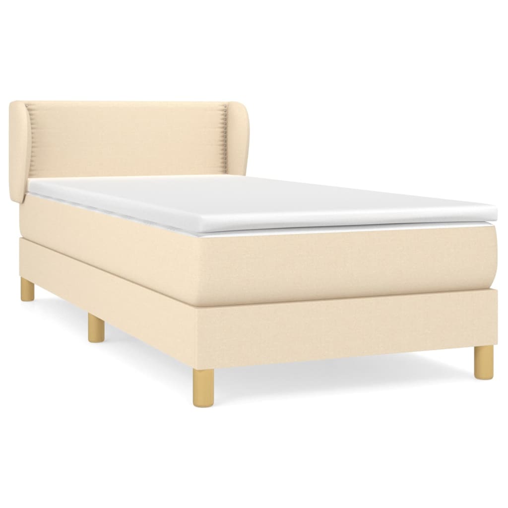 Κρεβάτι Boxspring με Στρώμα Κρεμ 100 x 200 εκ. Υφασμάτινο