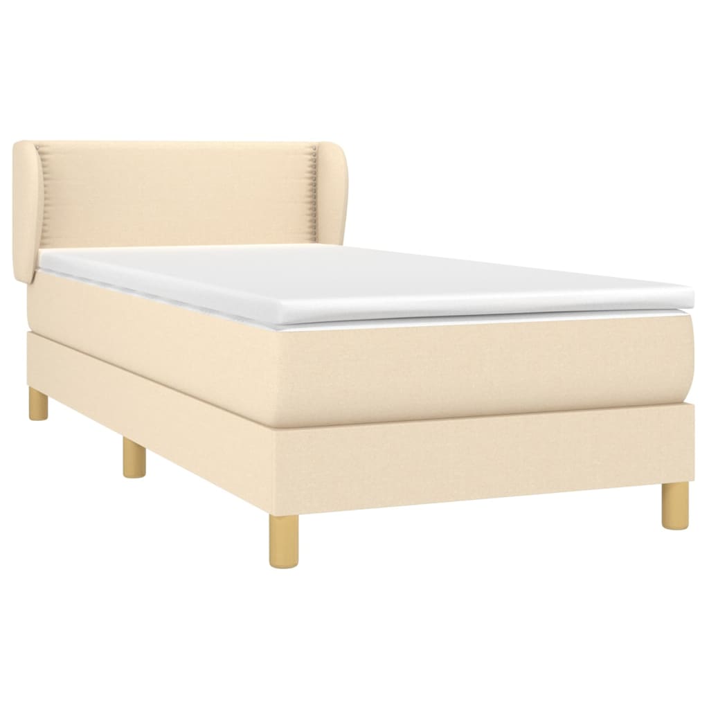 Κρεβάτι Boxspring με Στρώμα Κρεμ 100 x 200 εκ. Υφασμάτινο
