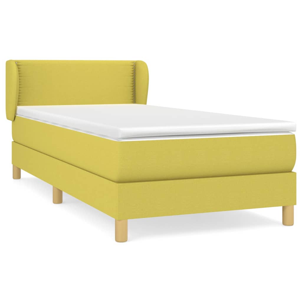 Κρεβάτι Boxspring με Στρώμα Πράσινο 100 x 200 εκ. Υφασμάτινο