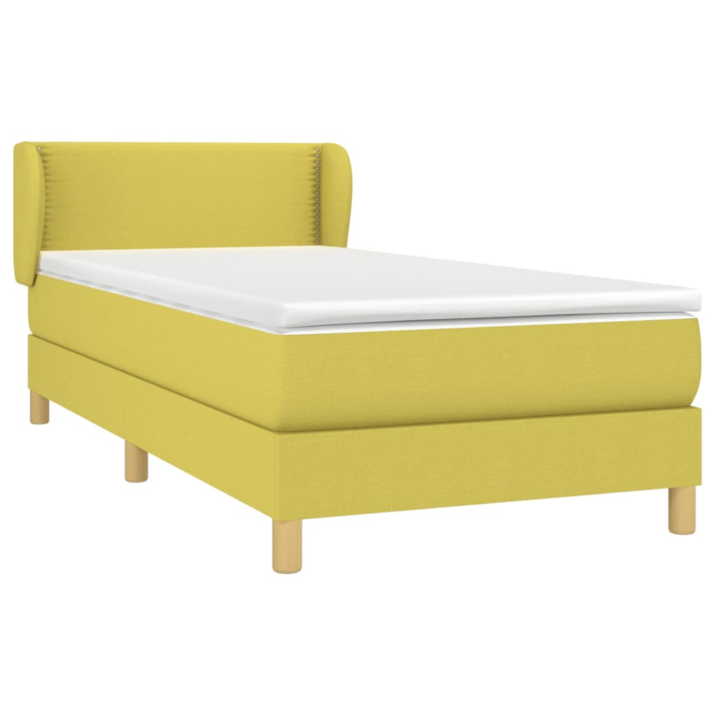 Κρεβάτι Boxspring με Στρώμα Πράσινο 100 x 200 εκ. Υφασμάτινο