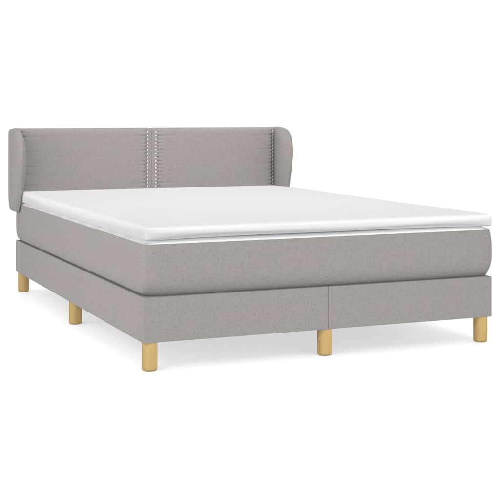 Κρεβάτι Boxspring με Στρώμα Ανοιχτό Γκρι 140x190 εκ. Υφασμάτινο - Pakobazaar