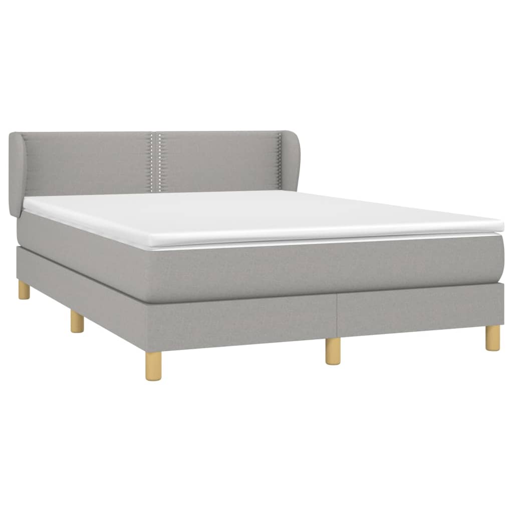 Κρεβάτι Boxspring με Στρώμα Ανοιχτό Γκρι 140x190 εκ. Υφασμάτινο - Pakobazaar