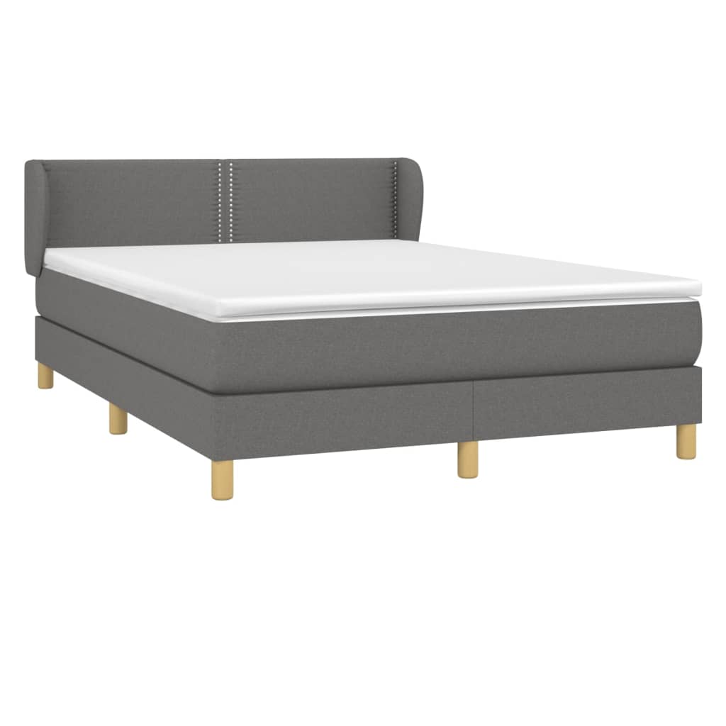 Κρεβάτι Boxspring με Στρώμα Σκούρο Γκρι 140x190 εκ. Υφασμάτινο