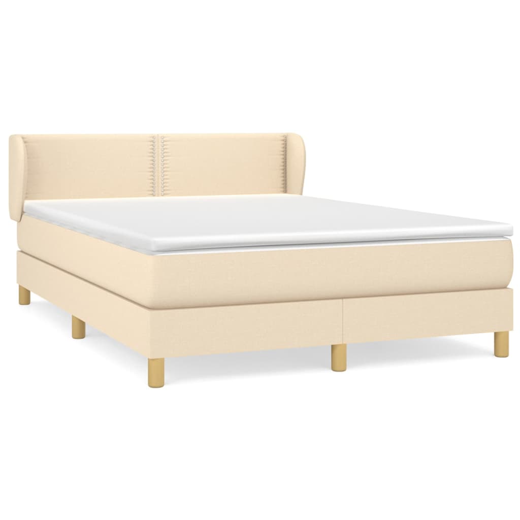 Κρεβάτι Boxspring με Στρώμα Κρεμ 140x190 εκ. Υφασμάτινο - Pakobazaar