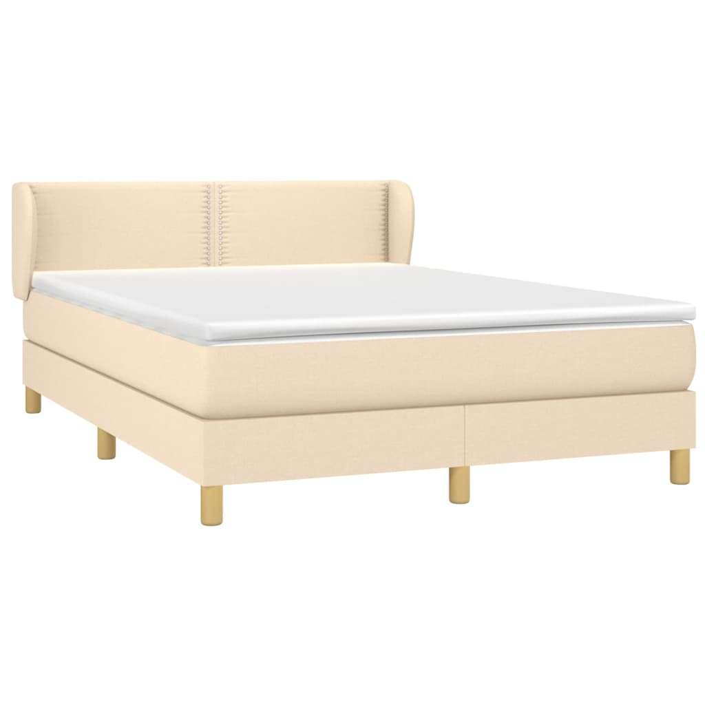 Κρεβάτι Boxspring με Στρώμα Κρεμ 140x190 εκ. Υφασμάτινο - Pakobazaar
