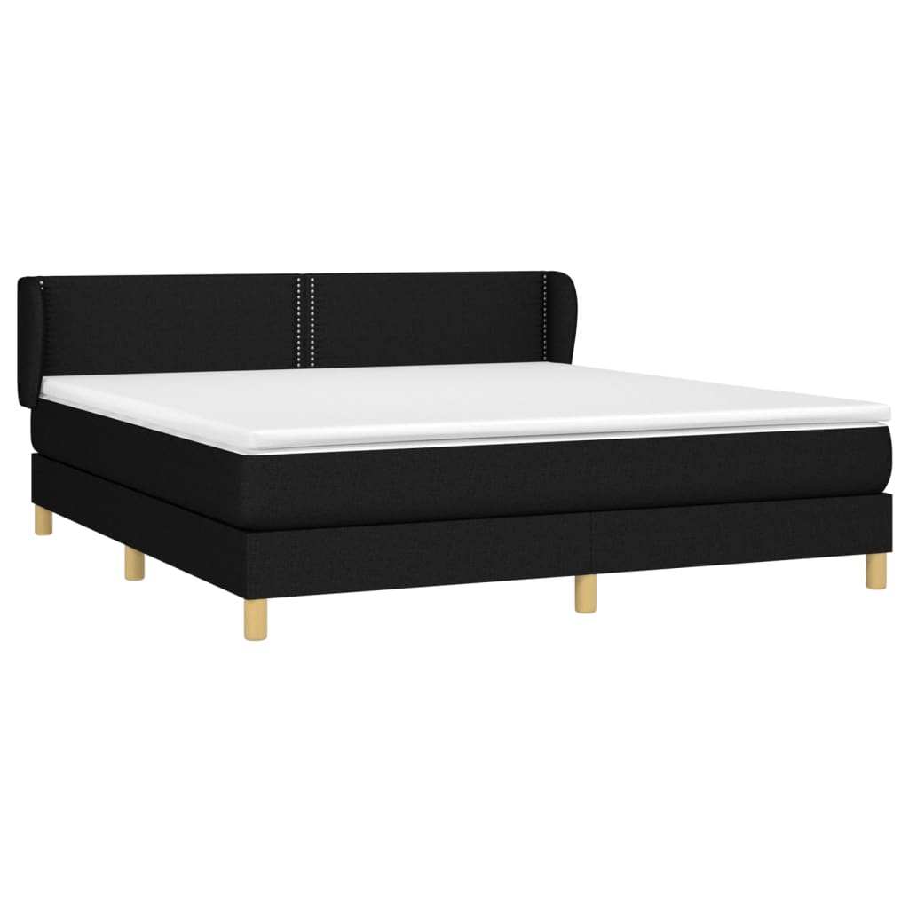 Κρεβάτι Boxspring με Στρώμα Μαύρο 160x200 εκ. Υφασμάτινο