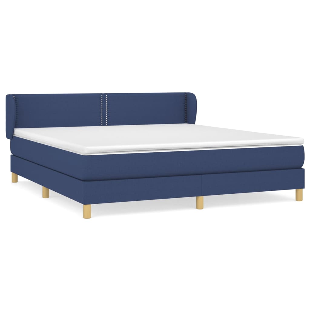 Κρεβάτι Boxspring με Στρώμα Μπλε 160x200 εκ. Υφασμάτινο
