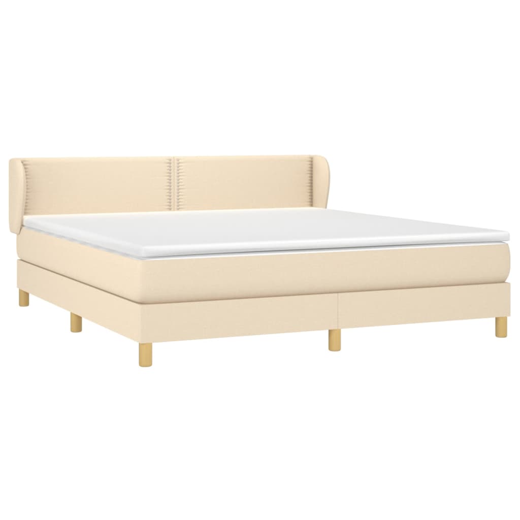 Κρεβάτι Boxspring με Στρώμα Κρεμ 180x200 εκ. Υφασμάτινο