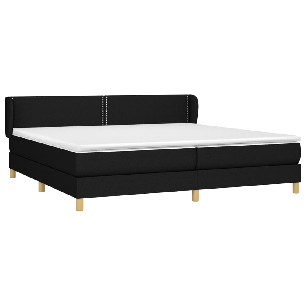 Κρεβάτι Boxspring με Στρώμα Μαύρο 200x200 εκ. Υφασμάτινο