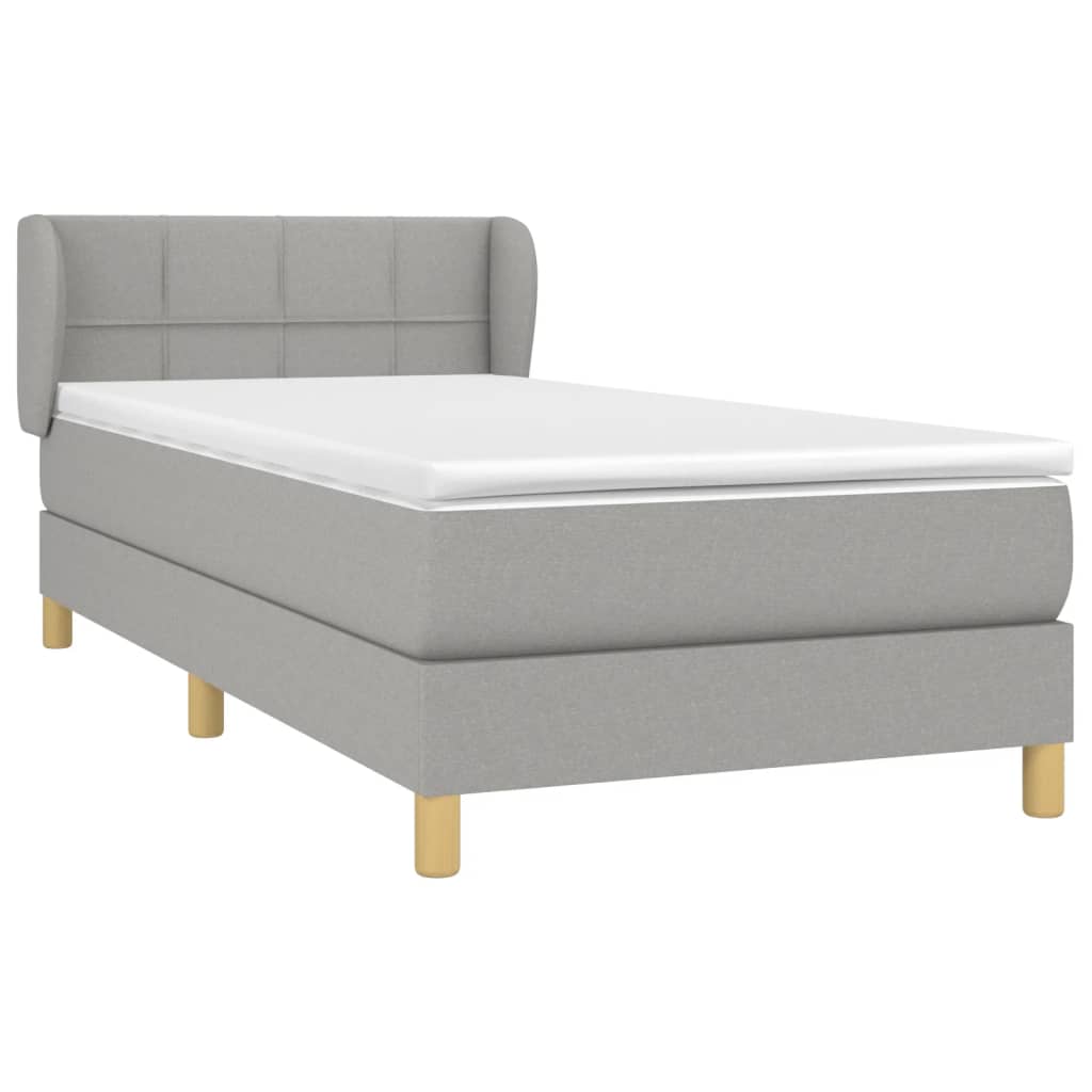 Κρεβάτι Boxspring με Στρώμα Ανοιχτό Γκρι 100x200 εκ. Υφασμάτινο