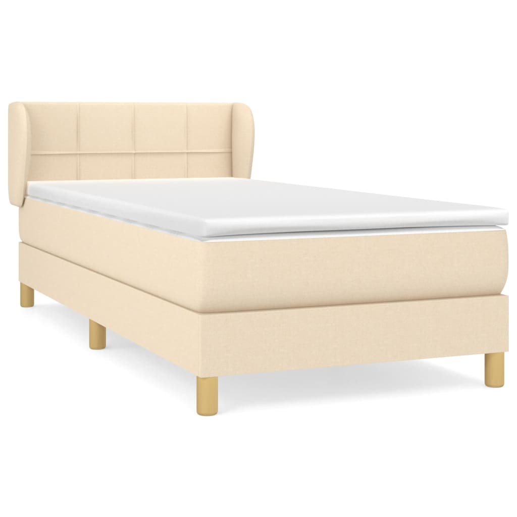 Κρεβάτι Boxspring με Στρώμα Κρεμ 100 x 200 εκ. Υφασμάτινο