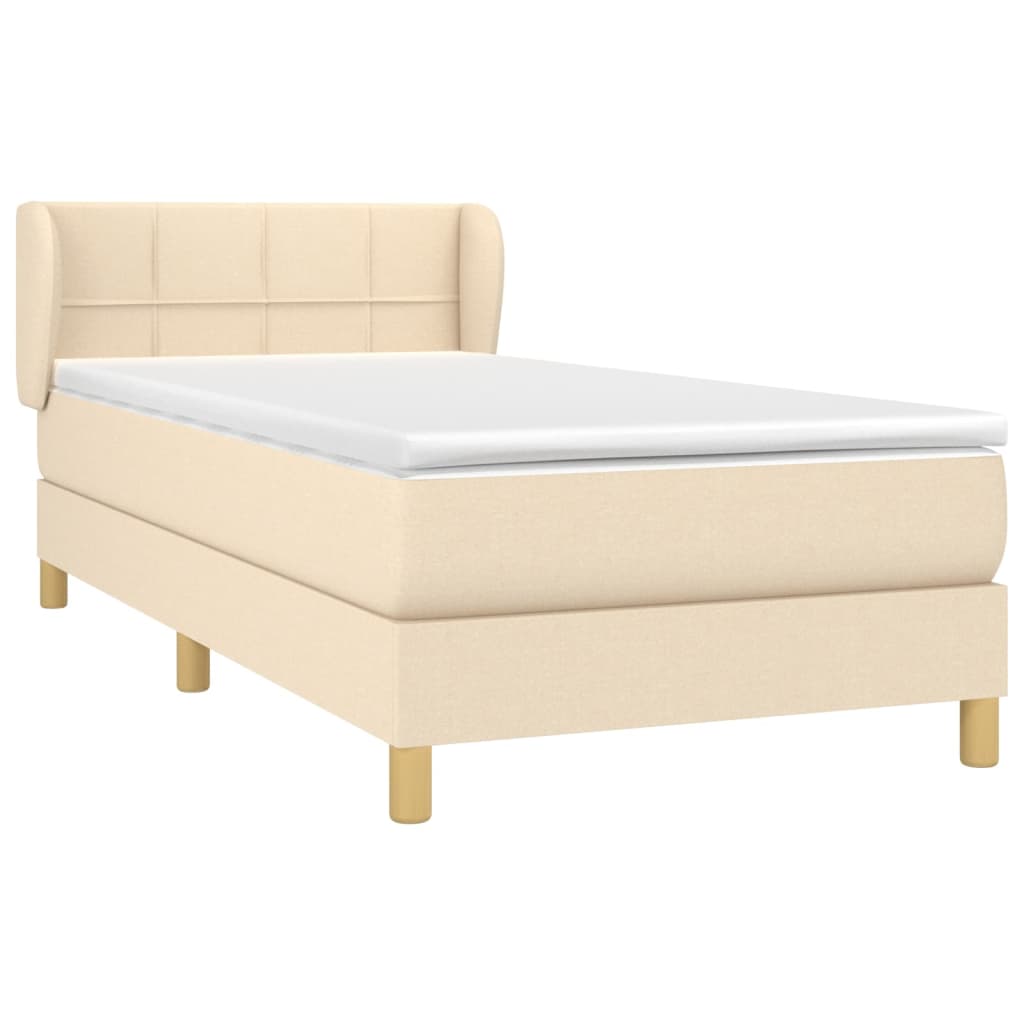 Κρεβάτι Boxspring με Στρώμα Κρεμ 100 x 200 εκ. Υφασμάτινο