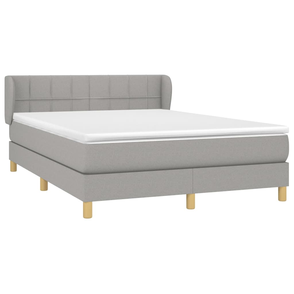 Κρεβάτι Boxspring με Στρώμα Ανοιχτό Γκρι 140x190 εκ. Υφασμάτινο
