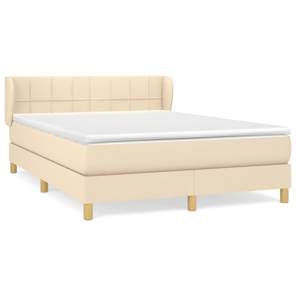 Κρεβάτι Boxspring με Στρώμα Κρεμ 140x200 εκ. Υφασμάτινο