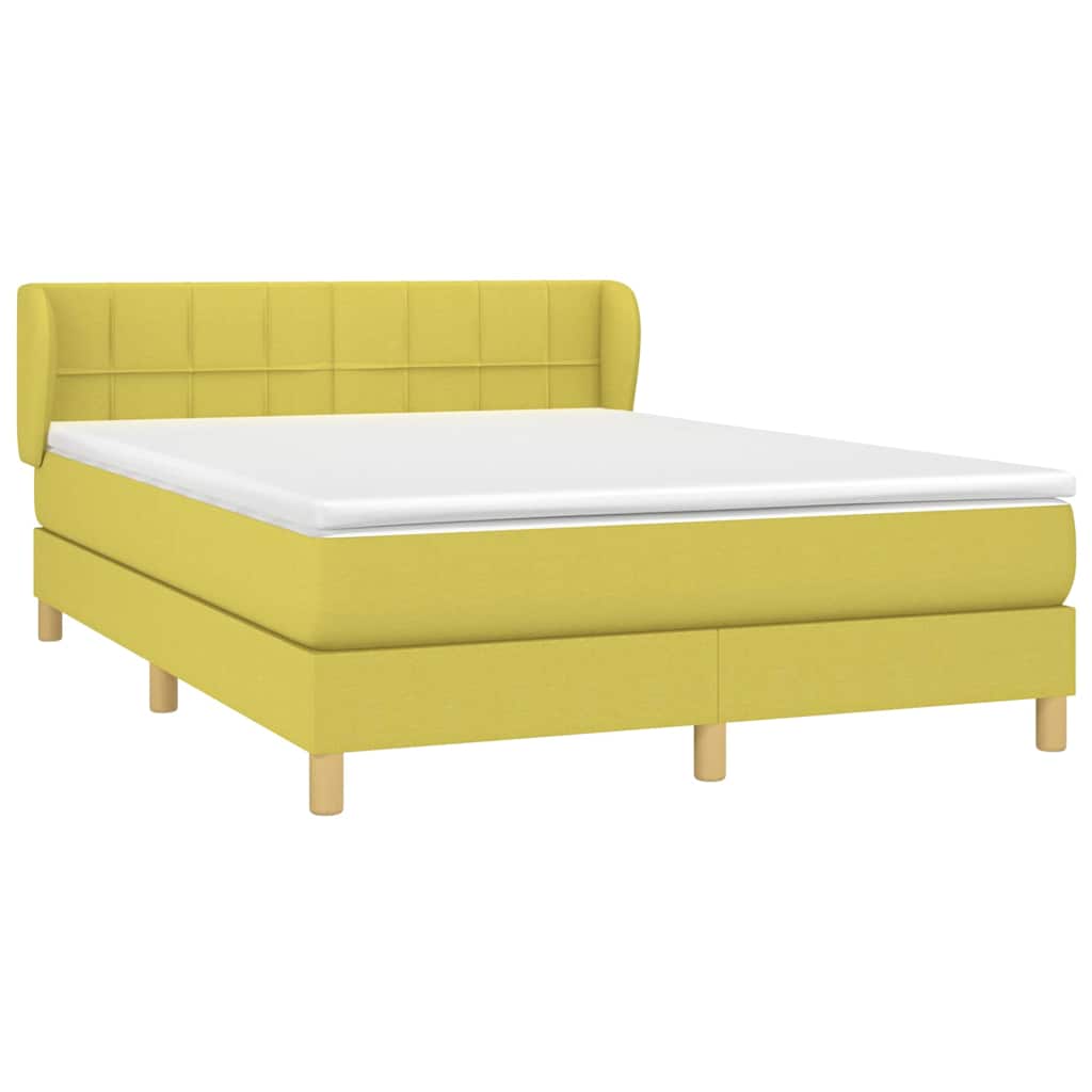 Κρεβάτι Boxspring με Στρώμα Πράσινο 140x200 εκ.Υφασμάτινο - Pakobazaar