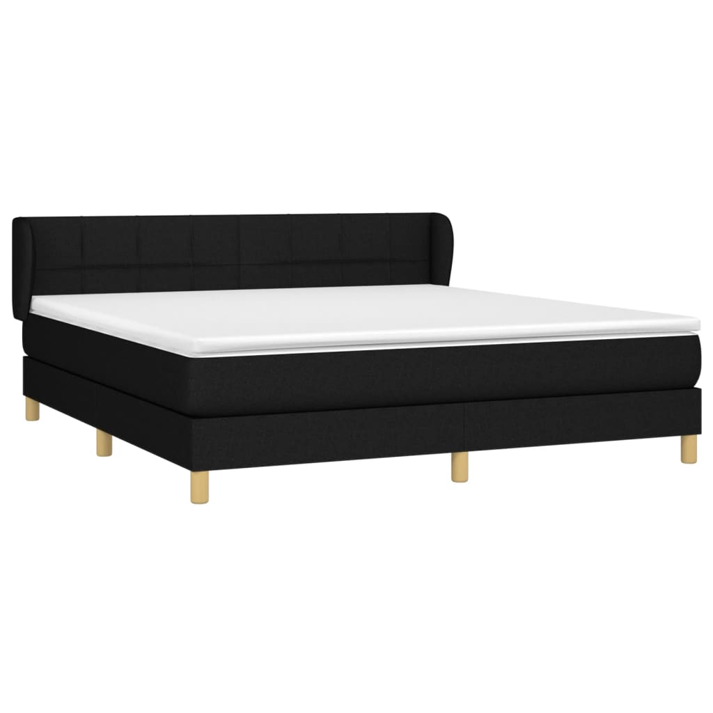 Κρεβάτι Boxspring με Στρώμα Μαύρο 180x200 εκ. Υφασμάτινο