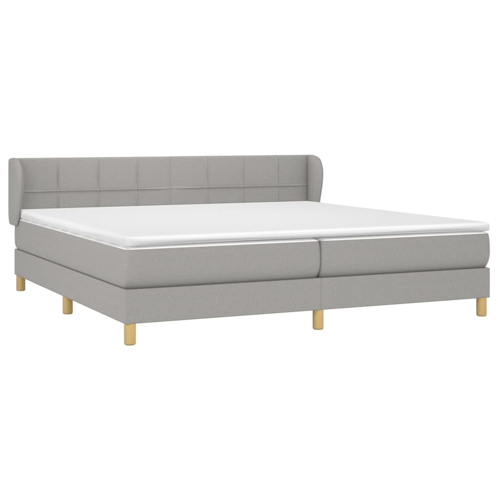 Κρεβάτι Boxspring με Στρώμα Ανοιχτό Γκρι 200x200 εκ. Υφασμάτινο