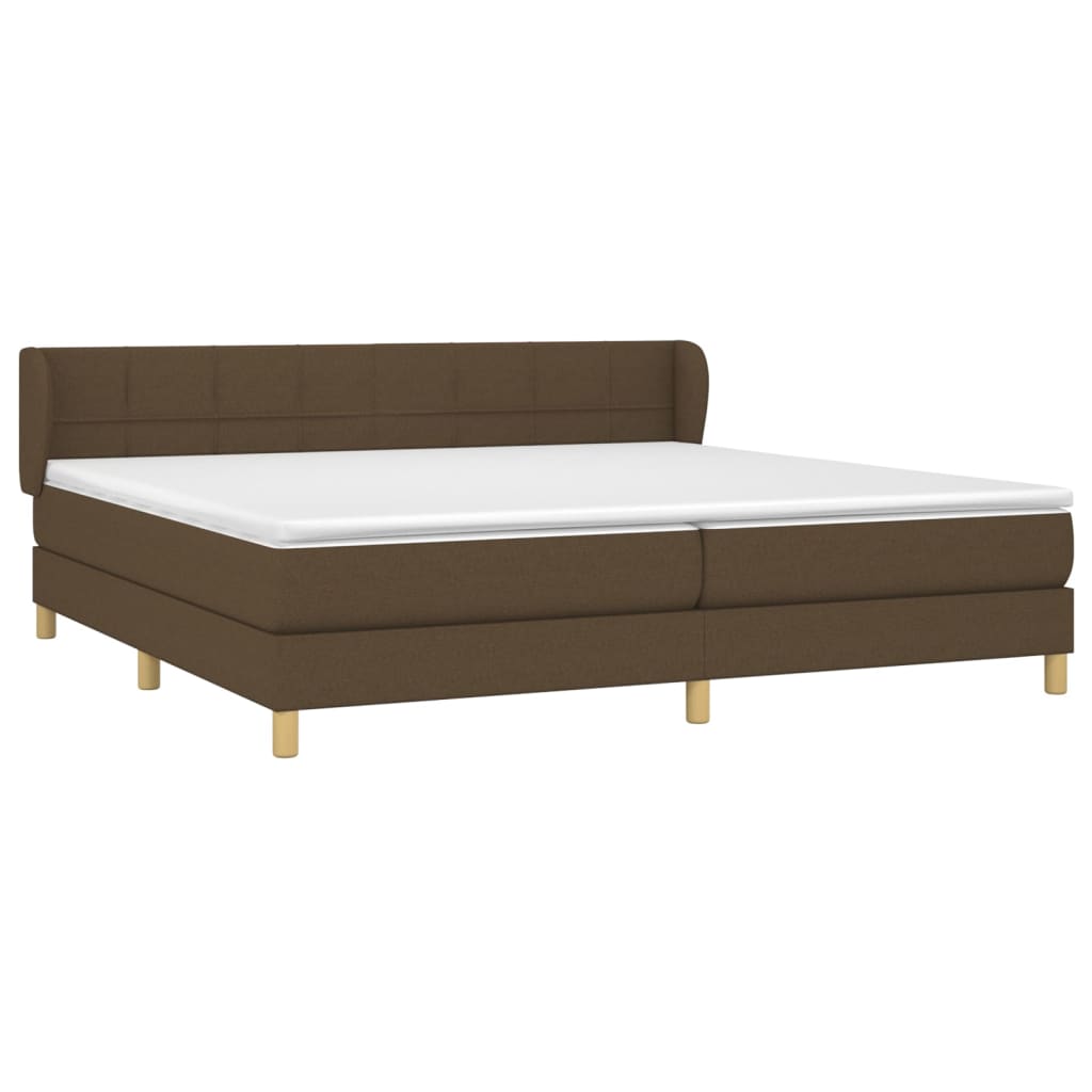 Κρεβάτι Boxspring με Στρώμα Σκούρο Καφέ 200x200 εκ. Υφασμάτινο