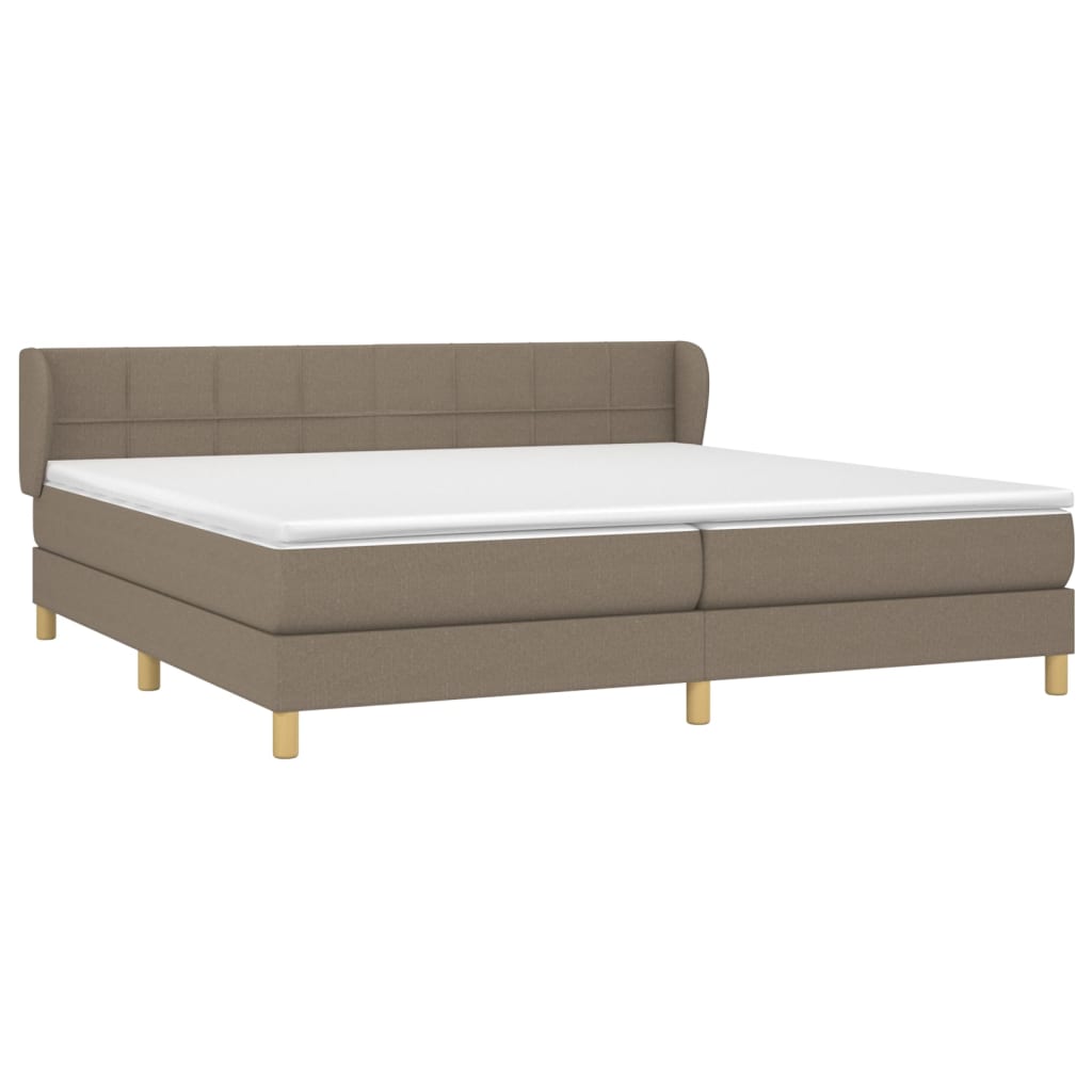Κρεβάτι Boxspring με Στρώμα Taupe 200x200 εκ. Υφασμάτινο