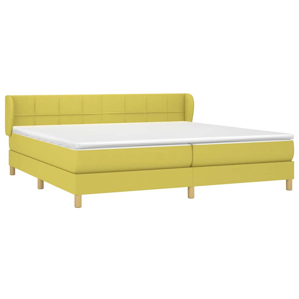 Κρεβάτι Boxspring με Στρώμα Πράσινο 200x200 εκ. Υφασμάτινο